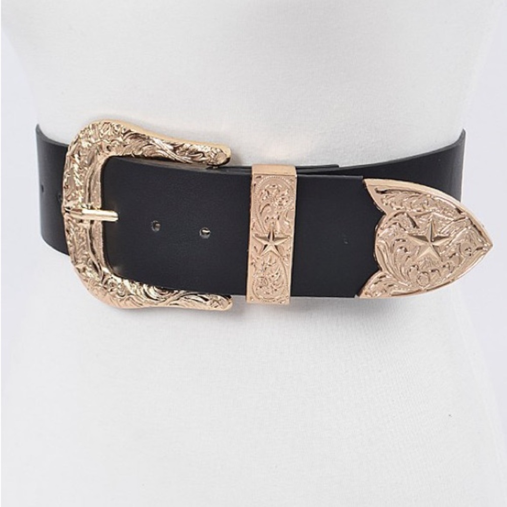 44A. Black Belt with Gold Buckle